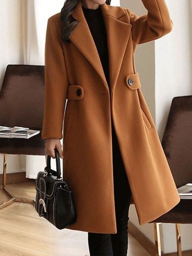 Manteau Croisé en Laine | Grandes Poches à Rabat Chic – Camel #couleur_camel