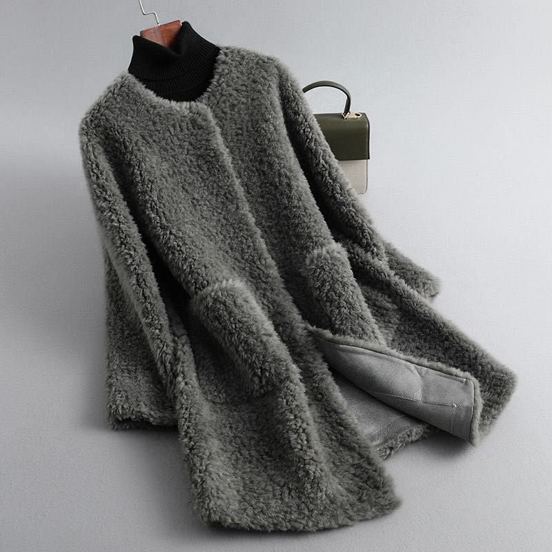 Manteau en Peluche Douce | Col Montant Cocooning – Gris #couleur_gris