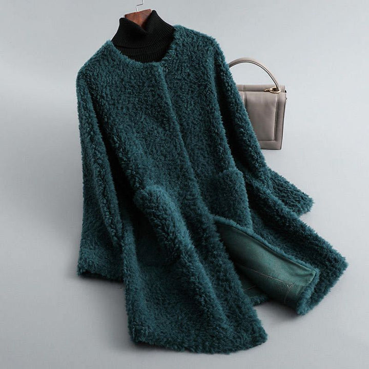 Manteau en Peluche Douce | Col Montant Cocooning – Vert #couleur_vert