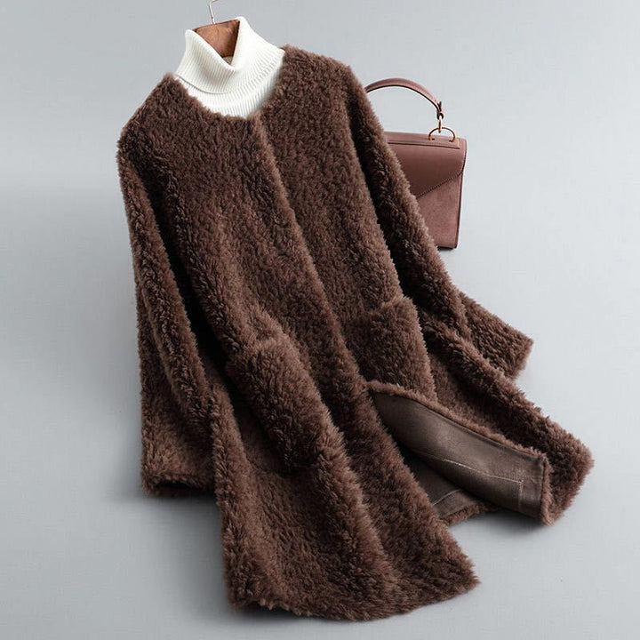 Manteau en Peluche Douce | Col Montant Cocooning – Chocolat #couleur_chocolat