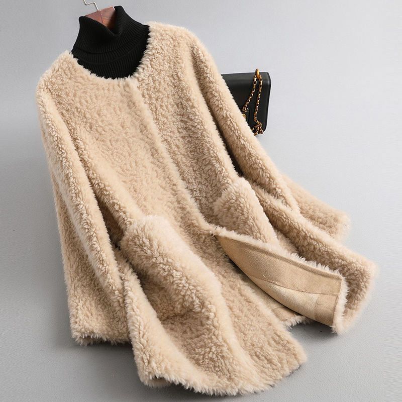 Manteau en Peluche Douce | Col Montant Cocooning – Beige #couleur_beige