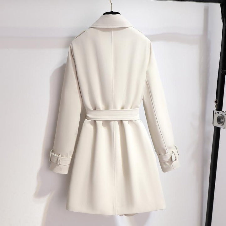 Manteau Ceinturé à Épaulettes | Jupe Évasée Élégant – Écru #couleur_cru