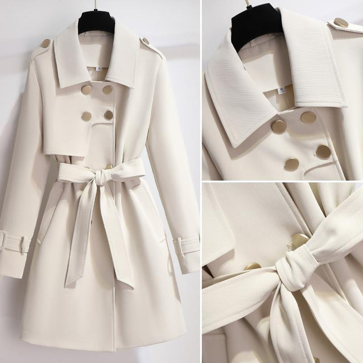 Manteau Ceinturé à Épaulettes | Jupe Évasée Élégant – Écru #couleur_cru