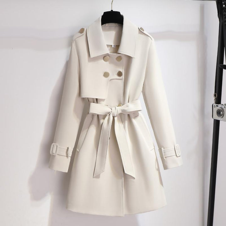 Manteau Ceinturé à Épaulettes | Jupe Évasée Élégant – Écru #couleur_cru