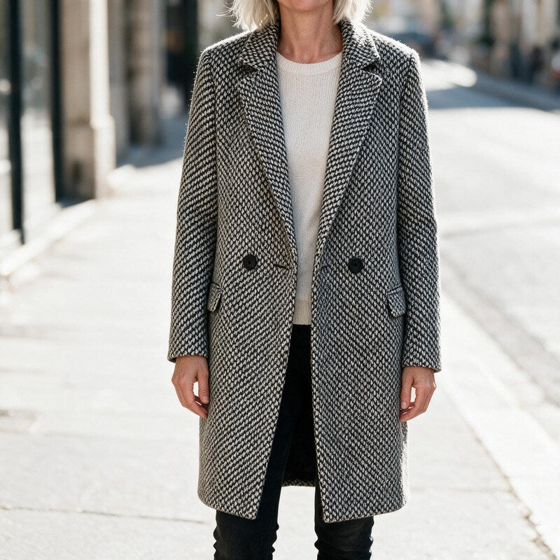 Manteau à Chevrons | Double Boutonnage Intemporel #couleur_gris
